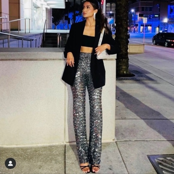 Pantalon Harem à Sequins ZARA Noir - Taille S, Neuf Avec étiquettes (NWT)